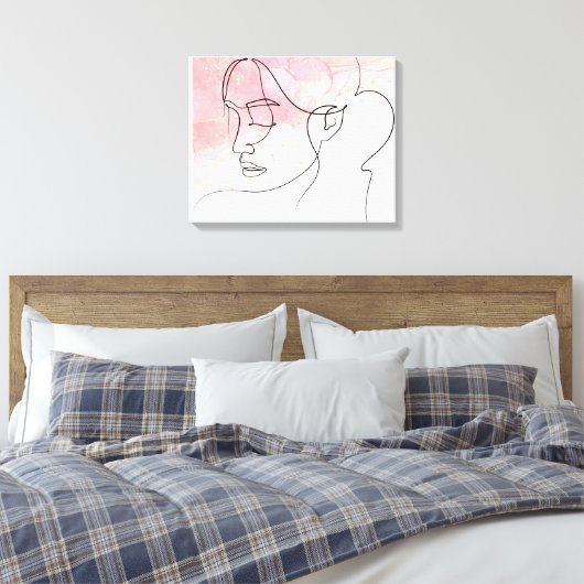 Toile Dessin d'art de trait Femme contour de mur Art (Insitu(Chambre))