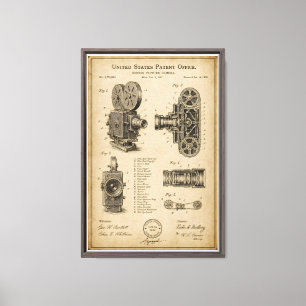 Toile Dessin de brevet de caméra vintage