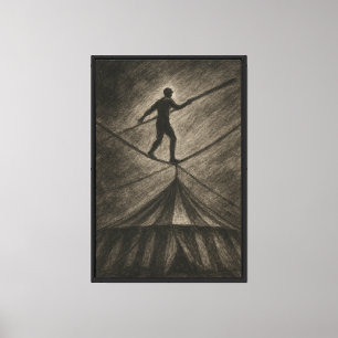 Toile Dessin de charbon de bois d'un marcheur de tractio