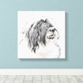 Toile Dessin de collie à oreilles - Joli art original de (Insitu (Plancher de Bois))