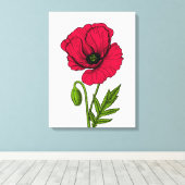 Toile Dessin de coquelicot rouge (Insitu (Plancher de Bois))