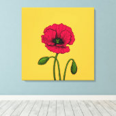 Toile Dessin de coquelicot rouge (Insitu (Plancher de Bois))