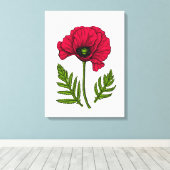 Toile Dessin de coquelicot rouge 3 (Insitu (Plancher de Bois))