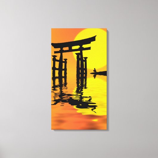 Toile Dessin de coucher du soleil japonais Torii (porte) (Recto)