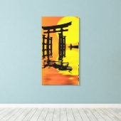 Toile Dessin de coucher du soleil japonais Torii (porte) (Insitu (Plancher de Bois))