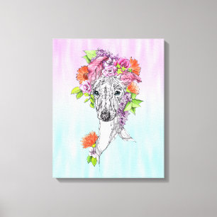 Toile Dessin de fleurs de lévriers italiens art