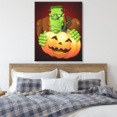 Toile Dessin de Frankenstein Monster avec Citrouille (Insitu(Chambre))