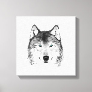 Toile Dessin de loup, graphite