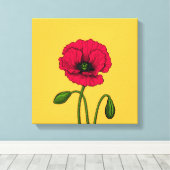 Toile Dessin de pavot rouge (Insitu (Plancher de Bois))