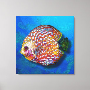 Toile Dessin de poisson exotique coloré psychédélique