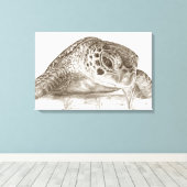 Toile Dessin de tortue marine verte (Insitu (Plancher de Bois))