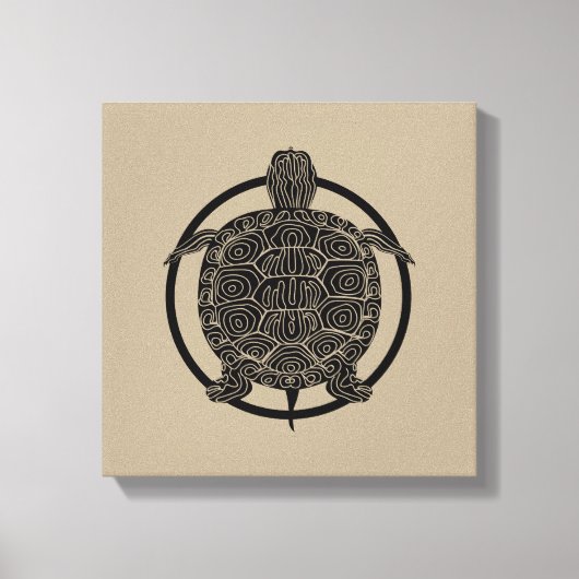 Toile Dessin de tortue - Série de cercles fauniques (Recto)
