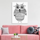 Toile Dessin d'encre de chouette ethnique 6 (Insitu(Salon))