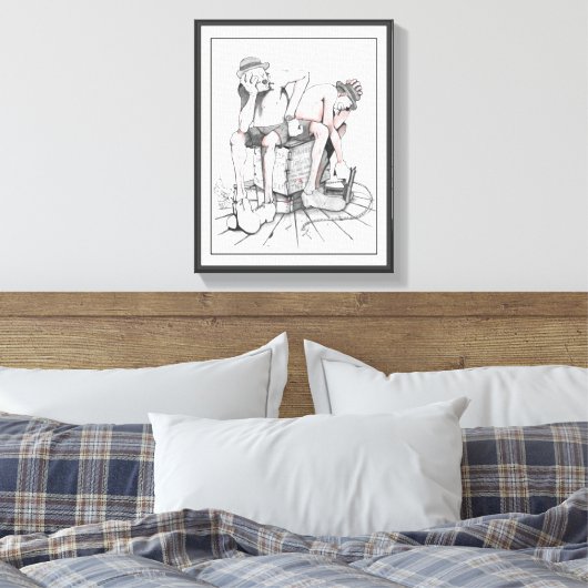 Toile Dessin, deux clowns gardant T.N.T (Insitu(Chambre))