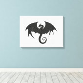 Toile Dessin d'une silhouette de dragon noir (Insitu (Plancher de Bois))