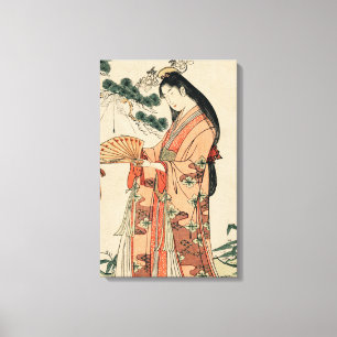 Toile Dessin en bois ancien d'une femme japonaise