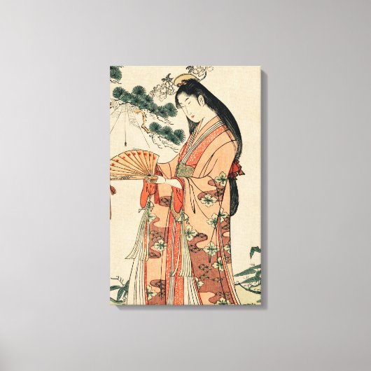 Toile Dessin en bois ancien d'une femme japonaise (Recto)