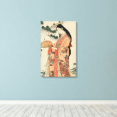 Toile Dessin en bois ancien d'une femme japonaise (Insitu (Plancher de Bois))