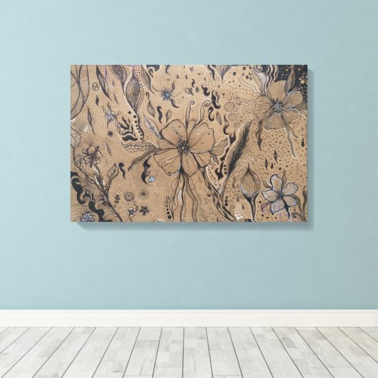 Toile Dessin Fleur sauvage (Insitu (Plancher de Bois))