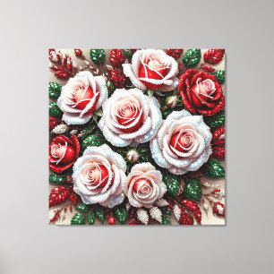 Toile Dessin floral orné de gemmes complexes