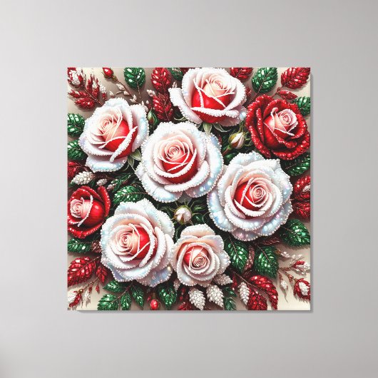 Toile Dessin floral orné de gemmes complexes (Recto)