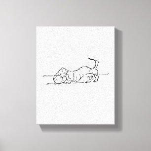 Toile Dessin humoristique de chien saucisse