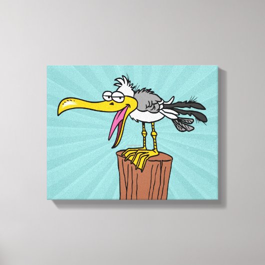 Toile dessin humoristique de mouette (Recto)