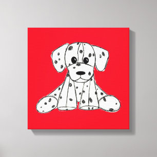 Toile Dessin simple de contour de chien Dalmatien rembou