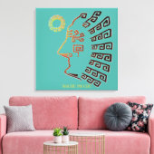 Toile Dessin stylé de Machu_Picchu sur fond sarcelle (Insitu(Salon))