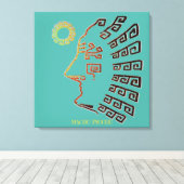 Toile Dessin stylé de Machu_Picchu sur fond sarcelle (Insitu (Plancher de Bois))