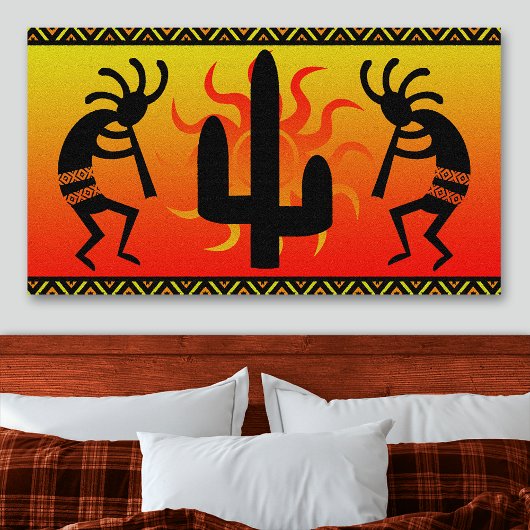 Toile Dessin tribal du cactus de Southwest Kokopelli