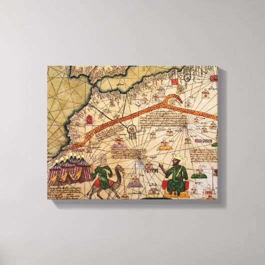 Toile Détail de la copie d'une carte catalane de l'Europ (Recto)