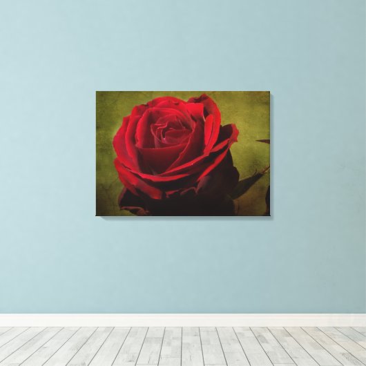 Toile d'étirement de rose rouge texturée (Insitu (Plancher de Bois))