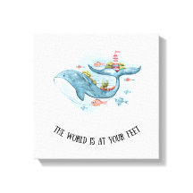 Toile d'étirement Whimsical Nautical Blue Whale Im