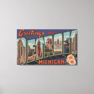 Toile Detroit, Michigan - grandes scènes de lettre