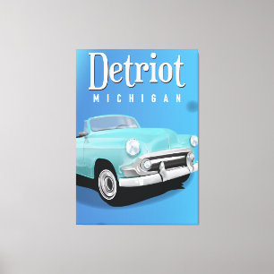 Toile Detroit Michigan USA ancienne affiche de voyage vi