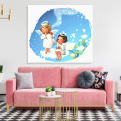 Toile Deux anges assis sur les nuages (Insitu(Salon))