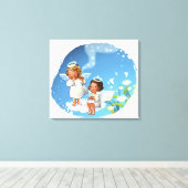 Toile Deux anges assis sur les nuages (Insitu (Plancher de Bois))