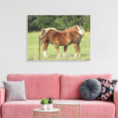 Toile Deux Beaux Chevaux d'Ambre à côté d'un Pho Fermier (Insitu(Salon))