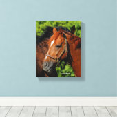 Toile Deux beaux chevaux de châtaignes au soleil (Insitu (Plancher de Bois))