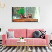Toile Deux Bébés Orangoutans (Insitu(Salon))
