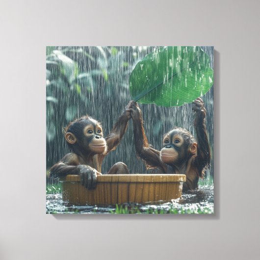 Toile Deux bébés orangs-outans (Recto)