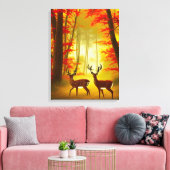 Toile Deux cerfs dans une forêt d'automne / Bois (Insitu(Salon))