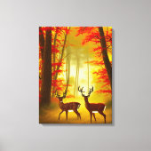 Toile Deux cerfs dans une forêt d'automne / Bois (Recto)