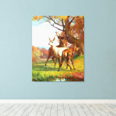 Toile Deux Cerfs Rouges Et Blancs Dans La Forêt (Insitu (Plancher de Bois))