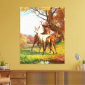 Toile Deux Cerfs Rouges Et Blancs Dans La Forêt (Insitu(Salon))