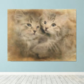 Toile Deux Chatons Gris Cute En Aquarelle (Insitu (Plancher de Bois))