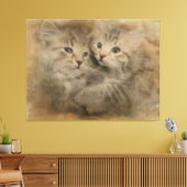 Toile Deux Chatons Gris Cute En Aquarelle (Insitu(Salon))