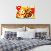 Toile Deux chatons mignons dans un panier avec un ballon (Insitu(Chambre))