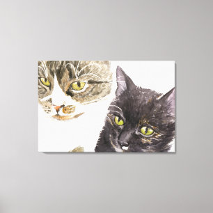 Toile Deux chats - tabby et écaille de tortue